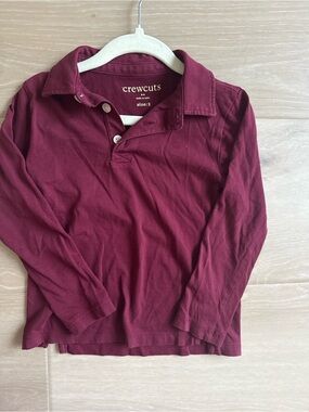 Crewcuts Long Sleeve Polo Shirt - Burgundy